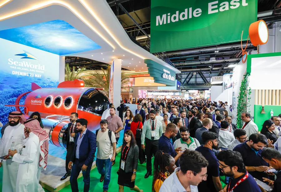A large crowd gathered at the Arabian Travel Market in Dubai